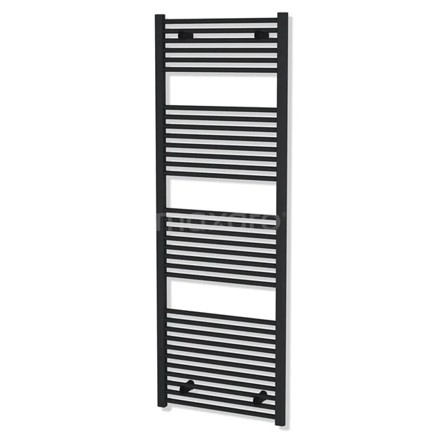 Mars Towel radiator | 60x170 cm Matte black 875 W att Steel Central heating DR16-0617SB Black metal towel radiator with vertical bars, modern design; ideal for stylish bathroom heating.