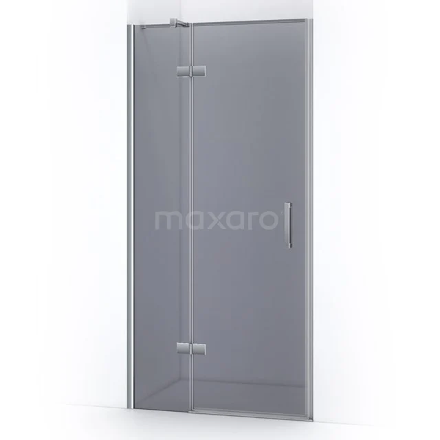 Glass shower door with corner profile, clear glass, sleek design, ideal for modern bathrooms.