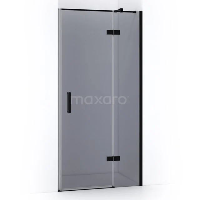 Pearl Shower door | 90 cm Matte black Smoke glass Pivot door WPC63421M Black glass shower door with matte finish, collapsible with sleek design, ideal for modern bathrooms.
