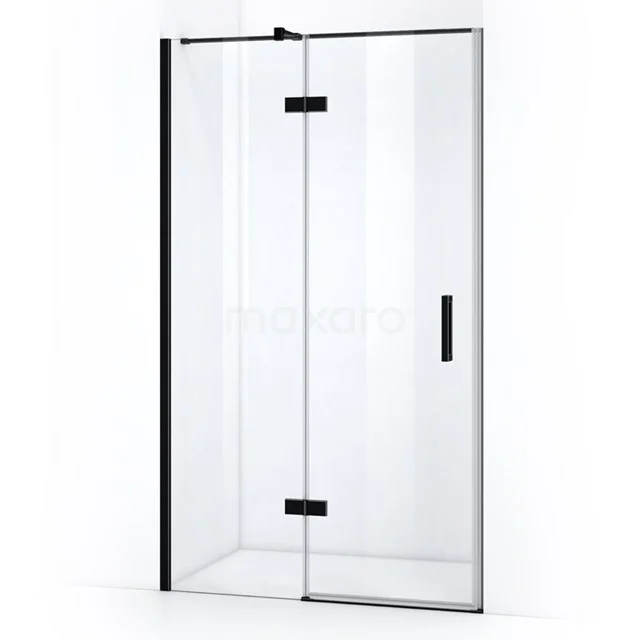 Moderne Glas-Duschtür mit Schwarz Akzenten, straffes Design, ideal für Badezimmer Renovierung.