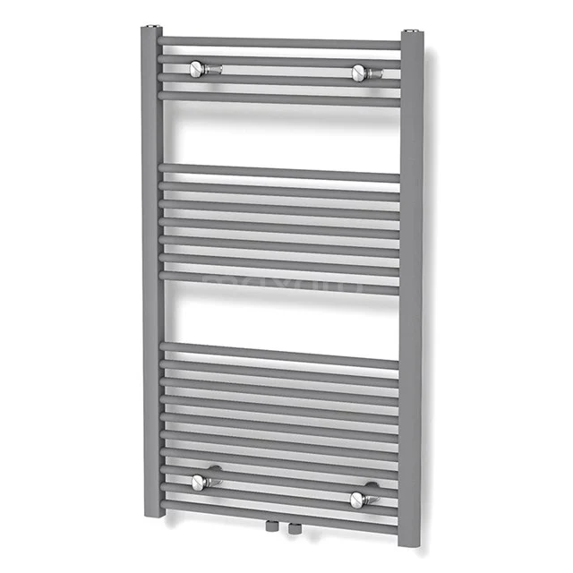Mars Towel radiator | 60x110 cm Light grey 559 W att Steel Central heating DR17-0611RL Grey stainless steel towel radiator with horizontal tubes, ideal for modern bathroom heating.