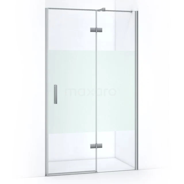 Shower enclosure with frosted glass centre, aluminium profile and pivot door, ideal for a modern bathroom.