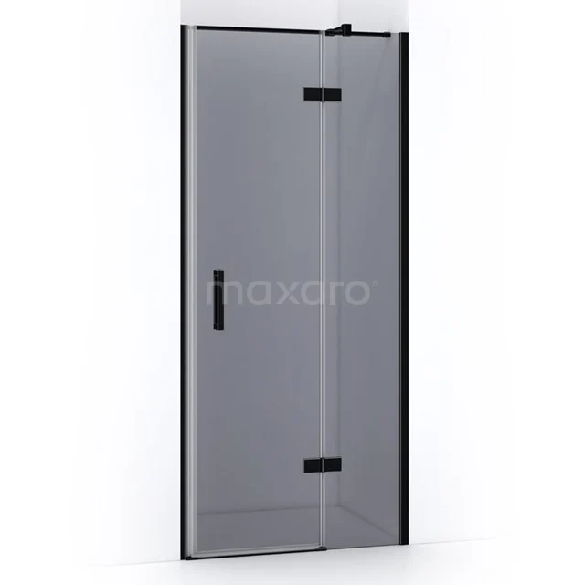 Pearl Shower door | 80 cm Matte black Smoke glass Pivot door WPC53421M Shower door with black frame, clear glass and sleek design, perfect for a modern bathroom.