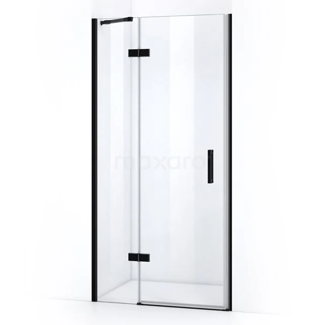 Pearl Duschtür | 90 cm Matt Schwarz Klarglas Drehtür WPC63110M Glasene Duschtür mit Schwarz Rahmen, schlanke Gestaltung, ideal für ein modernes Badezimmer.