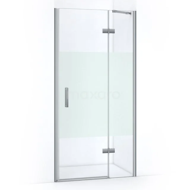 Glasene Duschtür mit Matt Weiß Paneel, Aluminiumrahmen und Scharnieren, ideal für ein modernes Badezimmer.