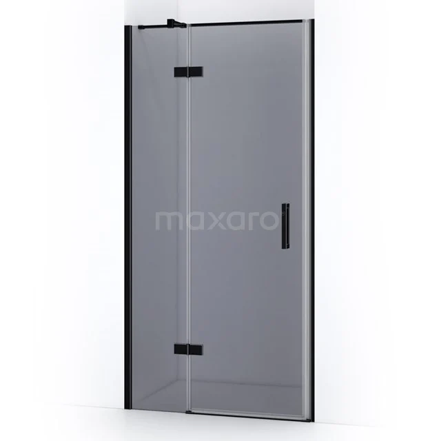 Pearl Duschtür | 90 cm Matt Schwarz Rauchglas Drehtür WPC63411M Matt schwarze Duschtür mit Klarglas, Scharnierdesign, ideal für einen modernen Badezimmerstil.