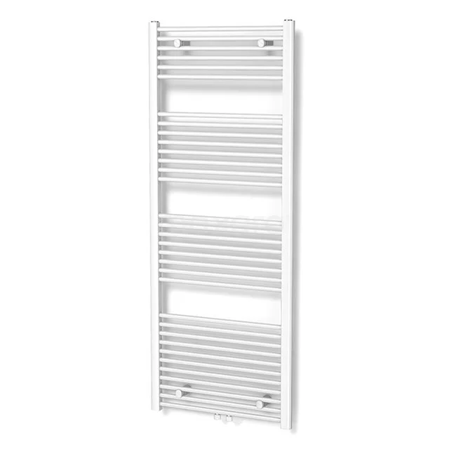 Mars Towel radiator | 60x170 cm High-gloss white 875 W att Steel Central heating DR17-0617W White ladder radiator made of steel, suitable for bathroom heating, with sleek design and multiple horizontal bars.
