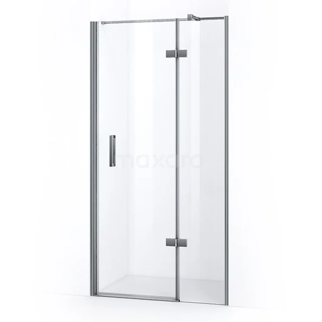 Glas Duschtür mit mattem Aluminiumrahmen, Klarglas und einem schlichten, modernen Design für eine stilvolle Badezimmergestaltung.