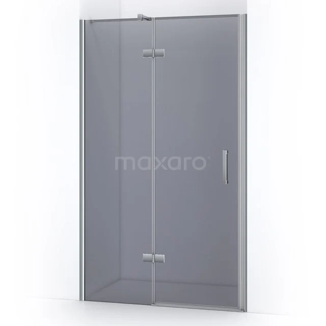 Glas Duschwand mit Tür, Eckaufstellung, Klarglas und chromierten Scharnieren, ideal für ein modernes Badezimmer.