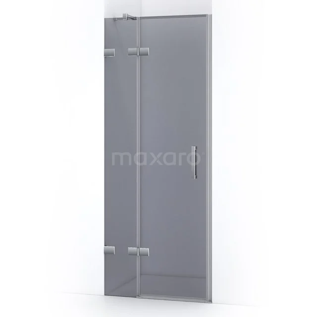 Duschwand mit Drehtür links öffnend / linksdrehend Quarz 80cm Rauchglas Chrom WQB53411C Graue Glas-Duschtür mit Chrom-Scharniere und metallischem Haltegriff, ideal für ein modernes Badezimmer-Upgrade.
