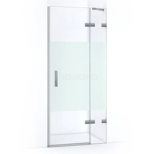 Duschtür mit Klarglas, Aluminiumprofil und Scharnieren, ideal für einen modernen Badezimmerstil.