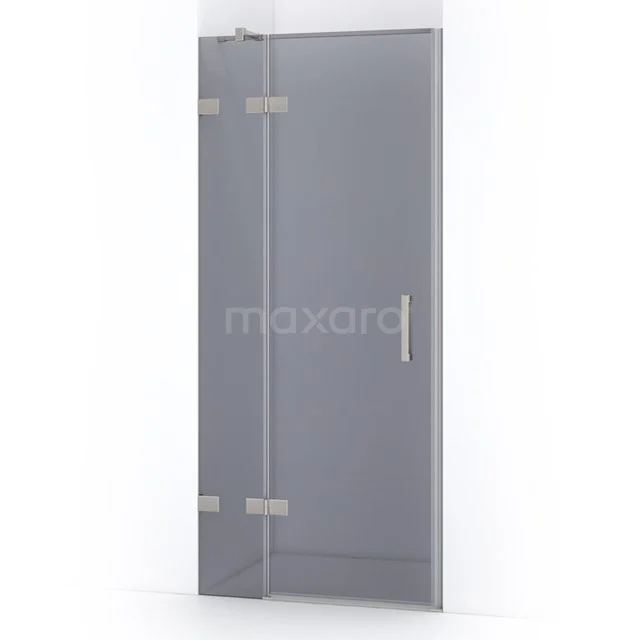 Quartz Duschtür | 90 cm Edelstahl Rauchglas Drehtür WQB63411B Glasdusche mit silberfarbenen Scharnieren und Haltegriff, modernes Design für einen klaren Badezimmerstil.