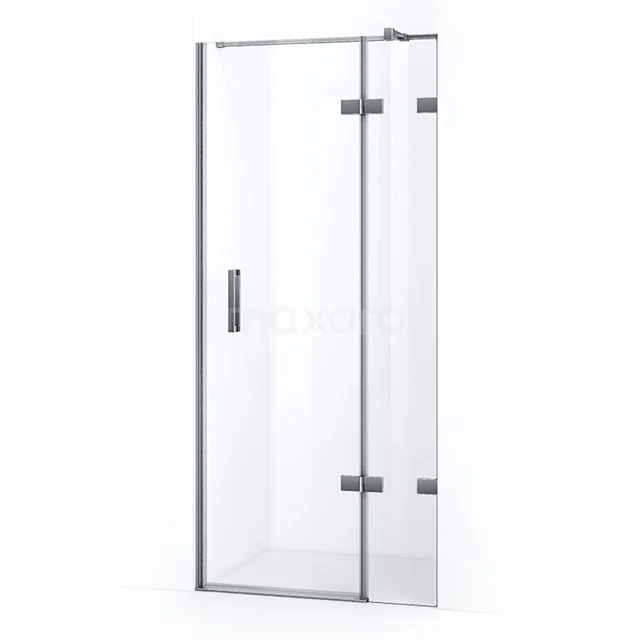 Glasene Duschtür mit Scharnieren und Haltegriff in Chrom, moderne Ausstrahlung für ein stilvolles Badezimmer.