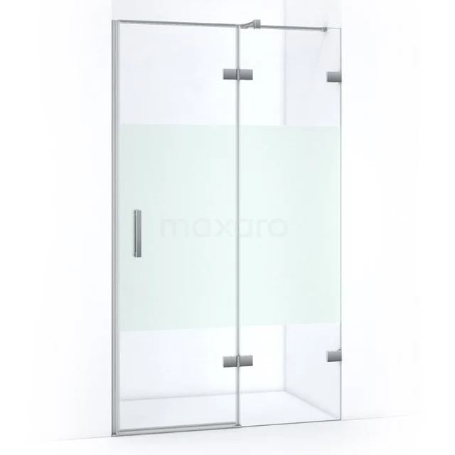 Glass shower enclosure with frosted glass, rectangular shape, chrome hinges and Handle, ideal for modern bathrooms.