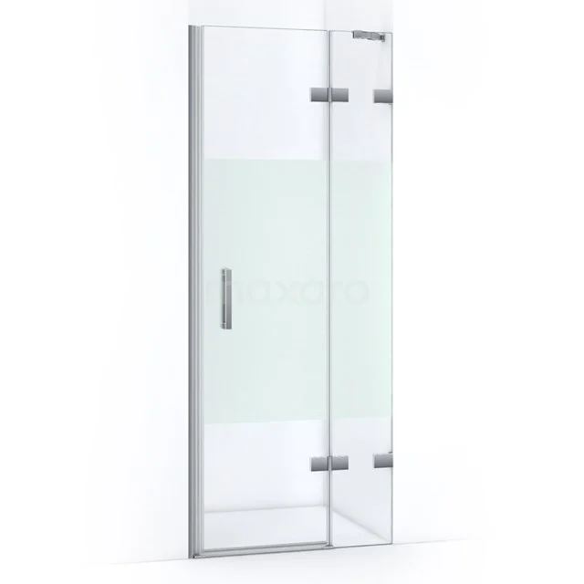 Duschkabine mit klarem und mattem Glas, metallischen Scharnieren und straffem Design. Perfekt für ein modernes Badezimmer.