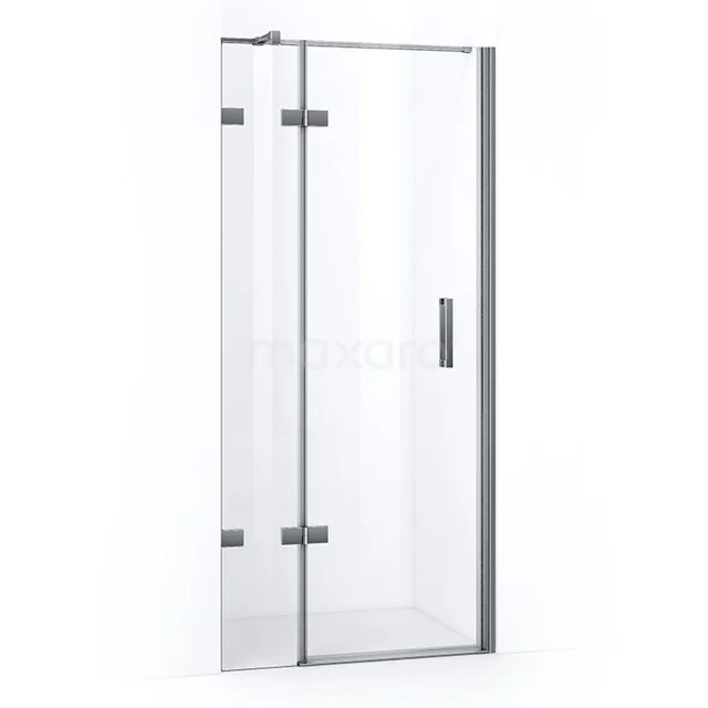 Quartz Shower door | 80 cm Chrome Clear glass Pivot door WQC53410C Glass shower door with chrome details, straight corners and transparent design; ideal for a modern bathroom look.