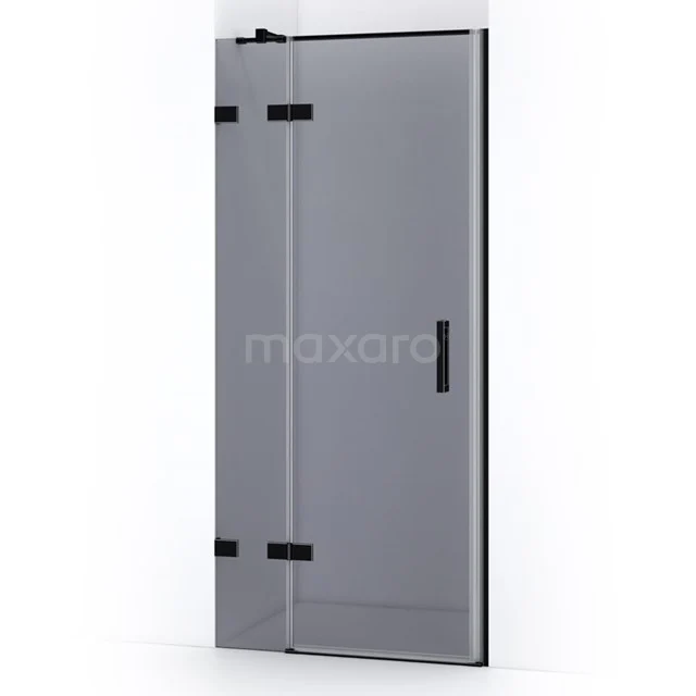Quartz Shower door | 80 cm Matte black Smoke glass Pivot door WQC53411M Black Shower door with clear glass, corner-mounted from the Elegance Series, ideal for a stylish and modern bathroom.