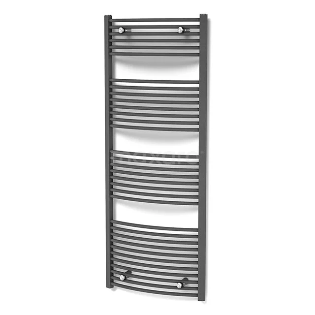 Anthracite towel radiator with curved tubes, modern style, suitable for bathroom heating.