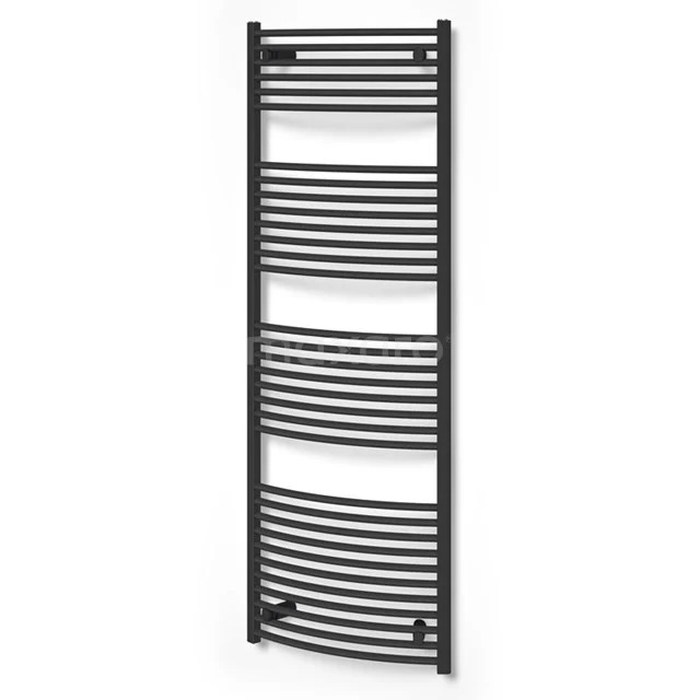 Venus Towel radiator | 60x170 cm Matte black 983 W att Steel Central heating DR18-0617SB Black towel radiator with curved bars, ideal for stylish and functional heating in the bathroom.