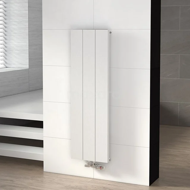 Saturn Design radiator | 37x120 cm Matte white 695 W att Aluminium Central heating DR50_0312SWN White vertical design radiator with sleek panels, ideal for modern bathroom heating.