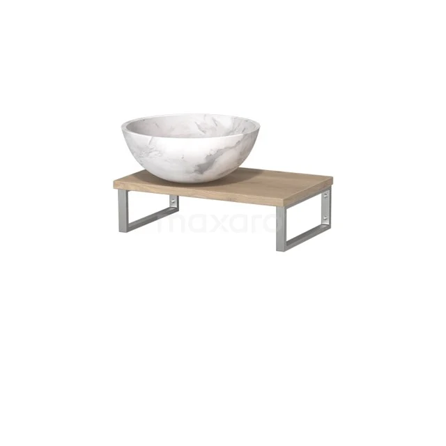 Modulo Pico Basin worktop with basin | 41 cm Light brown oak White marble Natural stone TMK01-00467