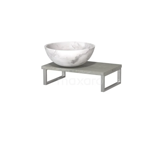 Modulo Pico Basin worktop with countertop wash basin | 41 cm Grey oak White marble Natural stone TMK01-00470
