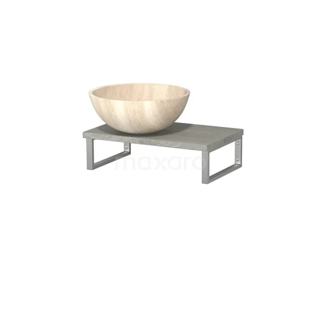 Modulo Pico Basin worktop with countertop wash basin | 41 cm Grey oak Travertin Natural stone TMK01-00487