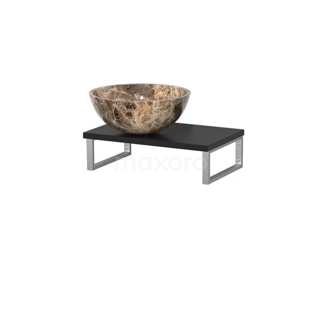 Modulo Pico Basin worktop with countertop wash basin | 41 cm Matte black Dark emperador Natural stone TMK01-00491