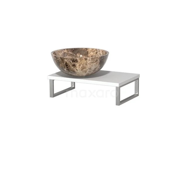 Modulo Pico Basin worktop with countertop wash basin | 41 cm Matte white Dark emperador Natural stone TMK01-00496