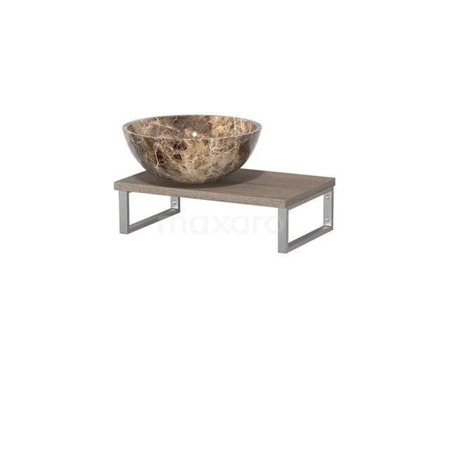 Modulo Pico Basin worktop with countertop wash basin | 41 cm Oak Dark emperador Natural stone TMK01-00499