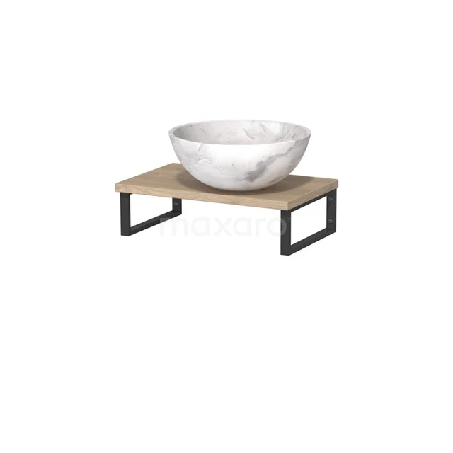 Modulo Pico Basin worktop with basin | 41 cm Light brown oak White marble Natural stone TMK01-00518