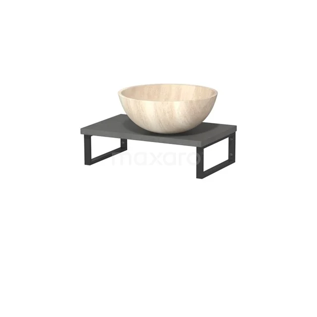 Modulo Pico Basin worktop with countertop wash basin | 41 cm Dark grey concrete Travertin Natural stone TMK01-00541