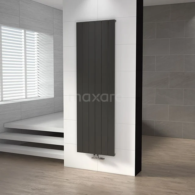 Aluminium Design-Heizkörper Jupiter Dunkelgrau Metallic 1577 Watt 56,5x180cm Vertikal DR52_0618RDN Anthrazit vertikaler Heizkörper, schlankes Design, ideal als moderne Badezimmerheizung, mattmetallisch finish.