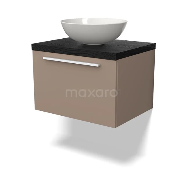 Modulo Plato Vanity units for countertop basin | 60 cm Taupe Flat front Black oak worktop 1 drawer BMK11-01970
