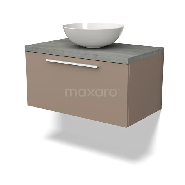 Modulo Plato Vanity units for countertop basin | 80 cm Taupe Flat front Grey oak worktop 1 drawer BMK11-01993