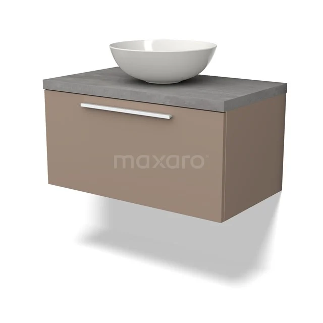 Modulo Plato Vanity units for countertop basin | 80 cm Taupe Flat front Light grey concrete worktop 1 drawer BMK11-01994
