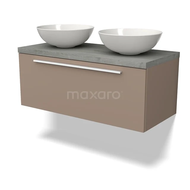 Modulo Plato Vanity units for countertop basin | 100 cm Taupe Flat front Grey oak worktop 1 drawer BMK11-02010