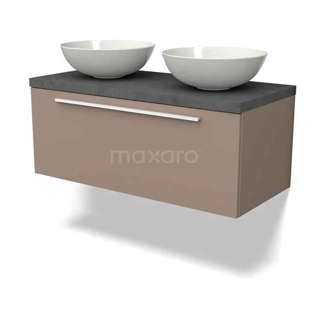 Modulo Plato Vanity units for countertop basin | 100 cm Taupe Flat front Dark grey concrete worktop 1 drawer BMK11-02012