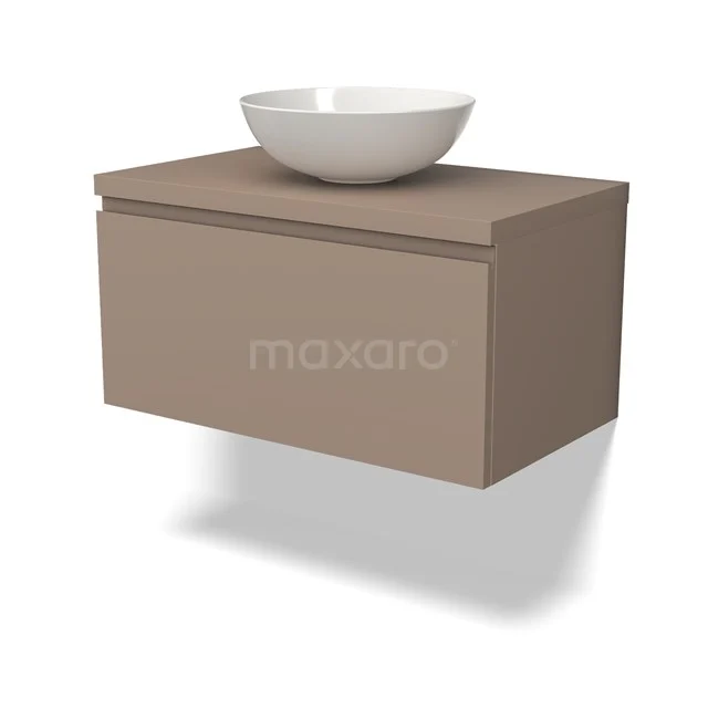Modulo Plato Vanity units for countertop basin | 80 cm Taupe Handle-less front Taupe worktop 1 drawer BMK11-02048