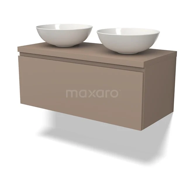 Modulo Plato Vanity units for countertop basin | 100 cm Taupe Handle-less front Taupe worktop 1 drawer BMK11-02065