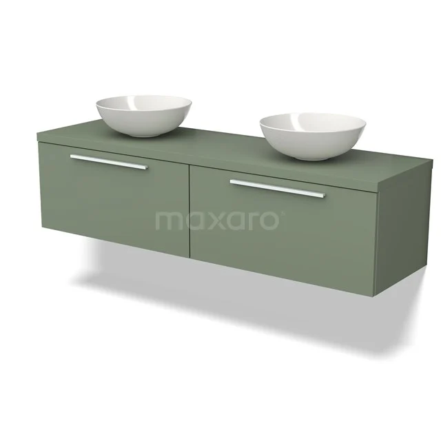 Modulo Plato Vanity units for countertop basin | 160 cm Sage green Flat front Sage green worktop 2 Side-by-side drawers BMK12-01510