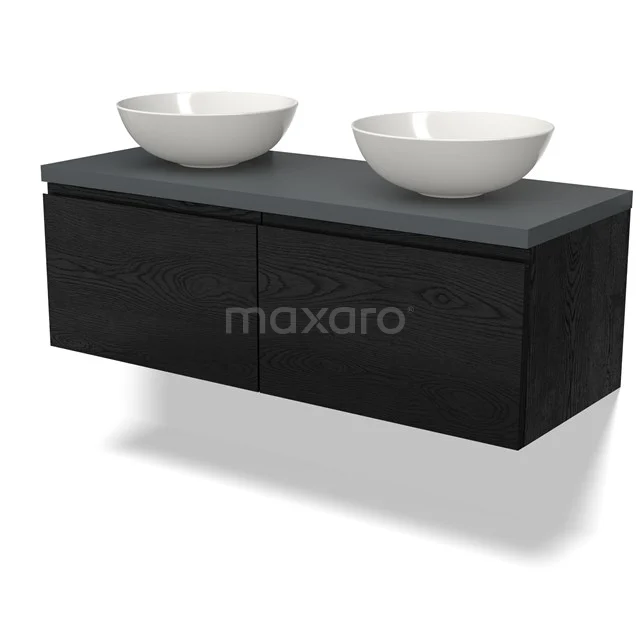 Modulo Plato Vanity units for countertop basin | 120 cm Black oak Handle-less front Dark grey worktop 2 Side-by-side drawers BMK12-01555