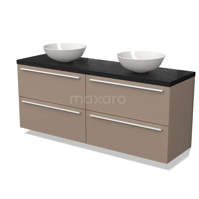 Modulo Plato Badkamermeubel voor waskom | 160 cm Taupe Vlak front Zwart eiken blad 4 lades BMK18-01462