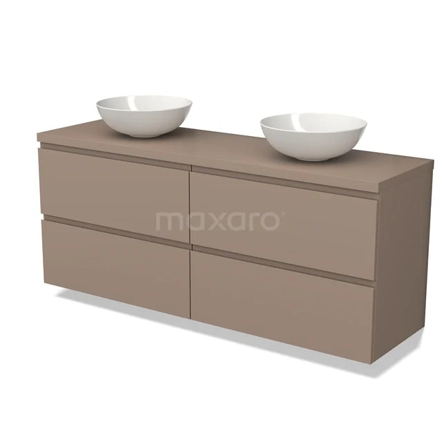 Modulo Plato Vanity units for countertop basin | 160 cm Taupe Handle-less front Taupe worktop 4 drawers BMK18-01471
