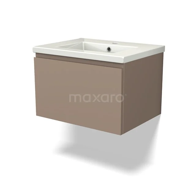 Modulo Vanity units with basin | 60 cm Taupe Handle-less front Ceramic 1 drawer BMW11-03781