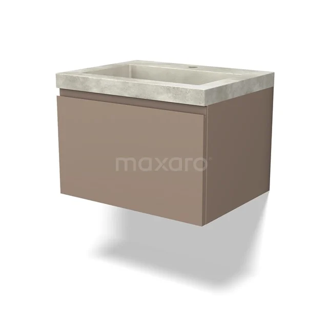 Modulo Vanity units with basin | 60 cm Taupe Handle-less front Concrete 1 drawer BMW11-03783