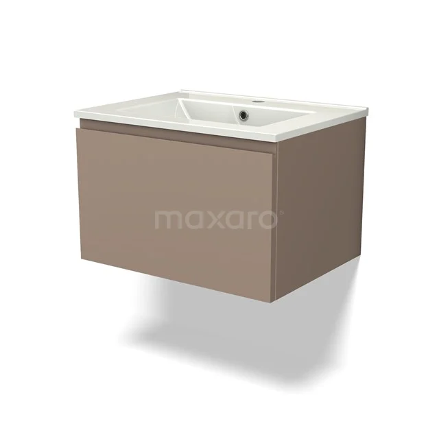 Modulo Vanity units with basin | 60 cm Taupe Handle-less front Ceramic 1 drawer BMW11-03785