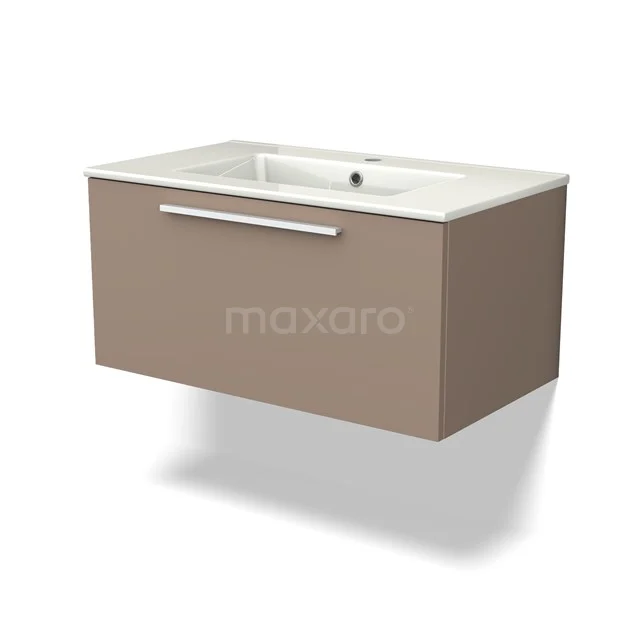Modulo Vanity units with basin | 80 cm Taupe Flat front Ceramic 1 drawer BMW11-03789