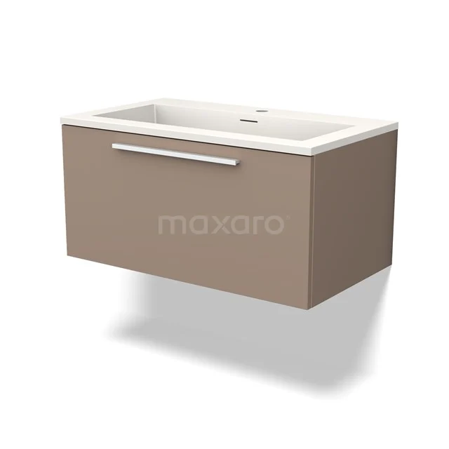 Modulo Badkamermeubel met wastafel | 80 cm Taupe Vlak front Solid surface 1 lade BMW11-03794