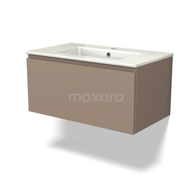 Modulo Vanity units with basin | 80 cm Taupe Handle-less front Ceramic 1 drawer BMW11-03805